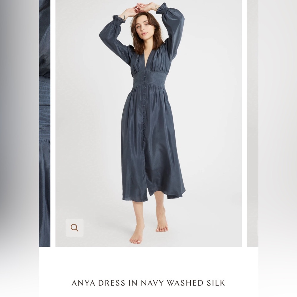 Anya Dress in Navy Washed Silk
M